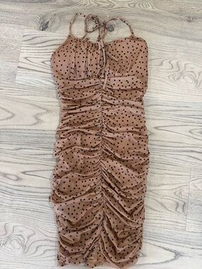 NWT Fashion Nova Polka Dot Ruched Mini Dress